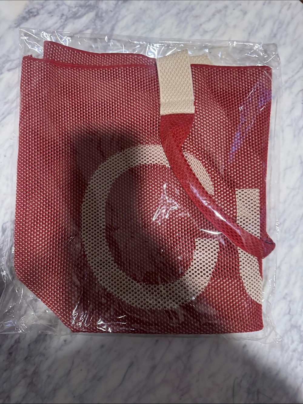 Curves by Sean Brown Red Canvas Tote with Cream Accent